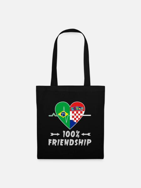 Brazil and Croatia 100% friendship - Tote Bag - black