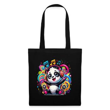 Cute panda in kawaii style listening to music - Tote Bag - black - Front