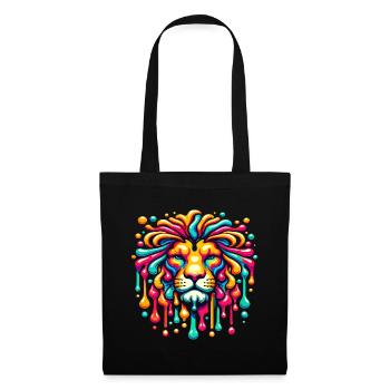 Lion psychédélique aux couleurs vibrantes - Sac en tissu - noir - Devant