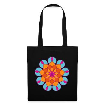 Mandala Yoga farbenfroh Yogi Meditation Sonne om - Stoffbeutel - Schwarz - Vorne