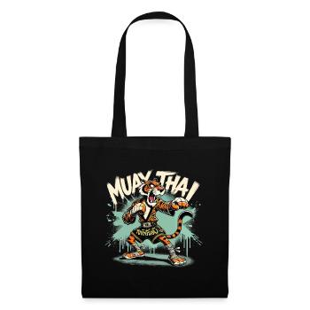 Muay Thai Tiger Boxe thaïlandaise Boxe Cadeau - Sac en tissu - noir - Devant