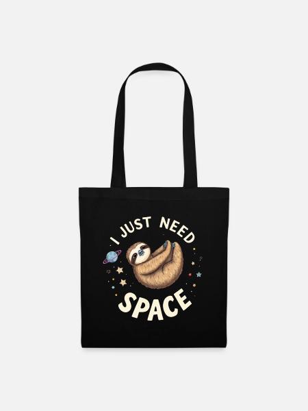 Sloth in Space Cartoon Design - Tote Bag - black