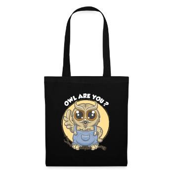 Owl are you ? - Sac en tissu - noir - Devant
