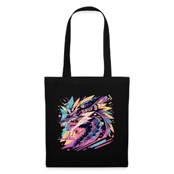 Illustration colorée d'un dragon stylisé - Sac en tissu - noir - Devant
