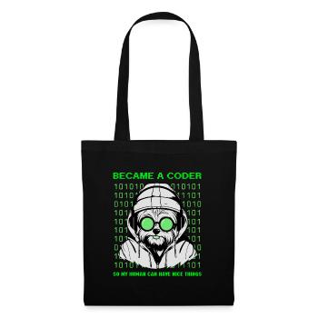 Became a Coder – Hacker Dog Binary Look - Stoffbeutel - Schwarz - Vorne