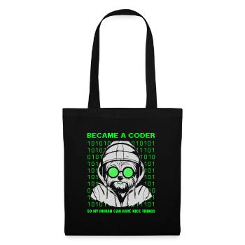 Became a Coder – Cyber Dog Binary - Stoffbeutel - Schwarz - Vorne