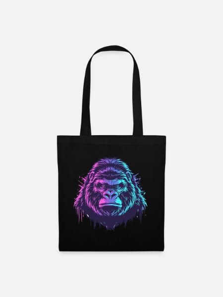 Knallbunter Gorilla - Stoffbeutel - Schwarz