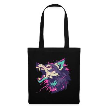 Portrait of a furious wolf with bright colors - Tote Bag - black - Front