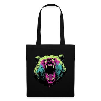 Furious bear in pop art style - Tote Bag - black - Front
