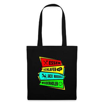 Mangez, dormez, répétez Jack Russell. - Sac en tissu - noir - Devant