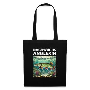Jeune pêcheur - Motif brochet - Sac en tissu - noir - Devant