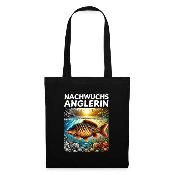 Jeune pêcheur - Motif carpe - Sac en tissu - noir - Devant