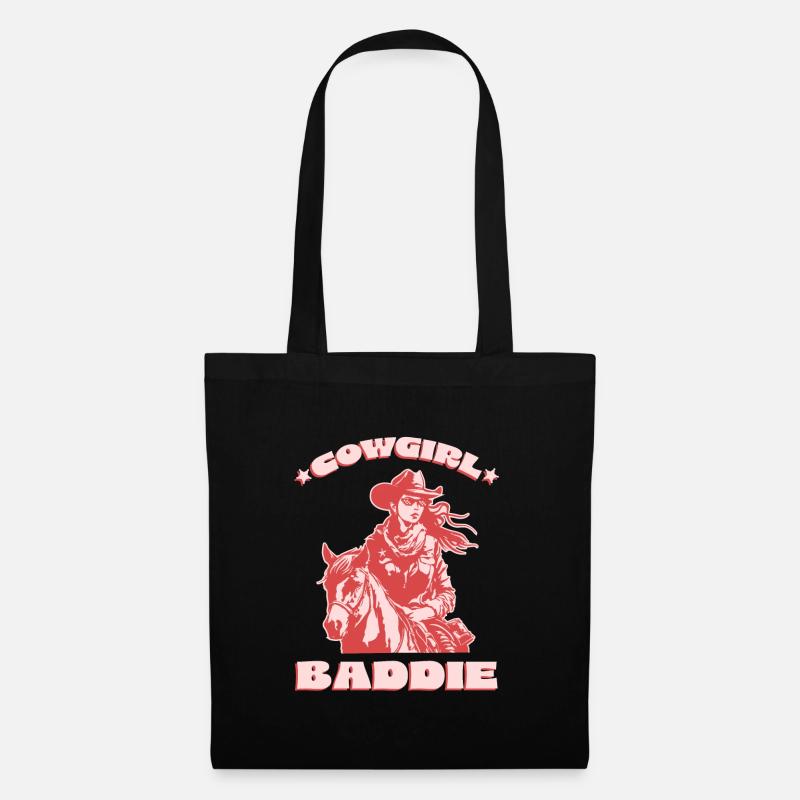 Western Baddie auf dem Pferd - Stoffbeutel - Schwarz