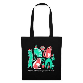 These Are the Days of Our Cats – Retro Cat Art - Tote Bag - black - Front
