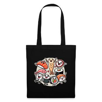 Sushi Freunde Maki Nigiri Sashimi Kawaii Geschenk - Stoffbeutel - Schwarz - Vorne