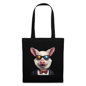 Humorous Pig in Smart Suit with Shades - Tote Bag - black - Front