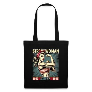 Strength strong power woman rockabilly retro gift - Tote Bag - black - Front