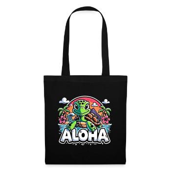 Aloha Turtle Hawaii Hibiscus Palm Trees Gift - Tote Bag - black - Front