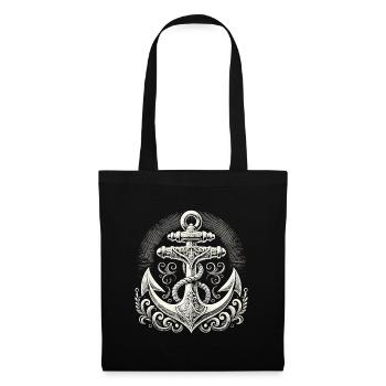 Anker Schiffsanker Anker cool maritim Geschenk - Stoffbeutel - Schwarz - Vorne