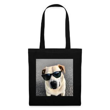 Hund mit Sonnenbrille - Stoffbeutel - Schwarz - Vorne