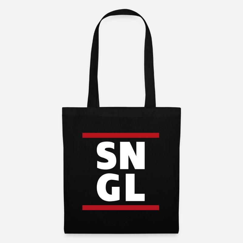 Single SNGL Typographie Spruch Zitat - Stoffbeutel - Schwarz