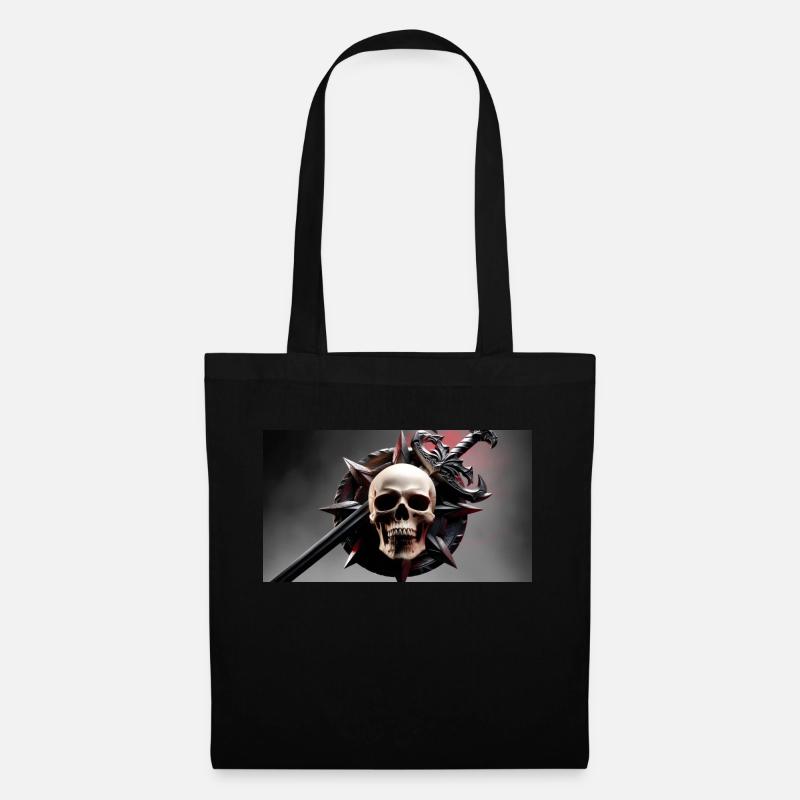 totenkopf schwert lanze - Stoffbeutel - Schwarz