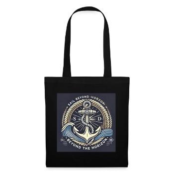 Au-delà de l’horizon Ancre maritime motif intemporel - Sac en tissu - noir - Devant