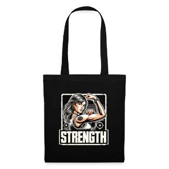 Force femme forte étire le bras vers le cadeau de succès - Sac en tissu - noir - Devant