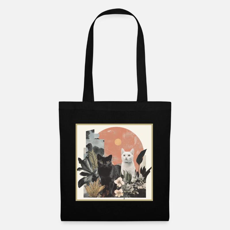 collage de chats - Sac en tissu - noir