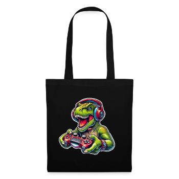 T Rex Gamer Gaming Dinosaur - Tote Bag - black - Front