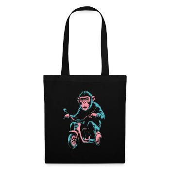 Monkey on the Scooter – Retro Street Style - Tote Bag - black - Front