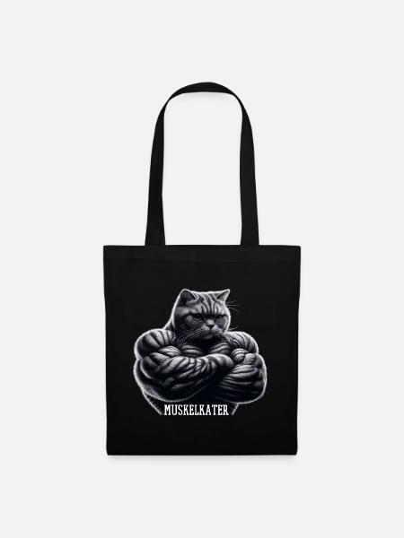 Muskelkater Kater witzig Fitness Muskeln Geschenk - Stoffbeutel - Schwarz