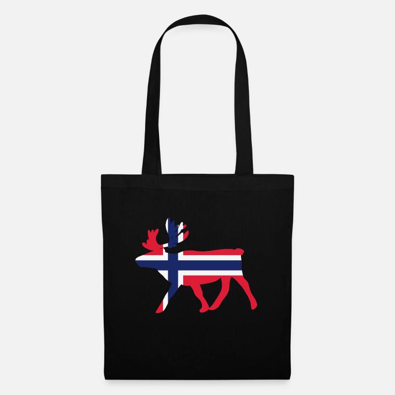 Norway Norge Norway Moose Flag - Tote Bag - black