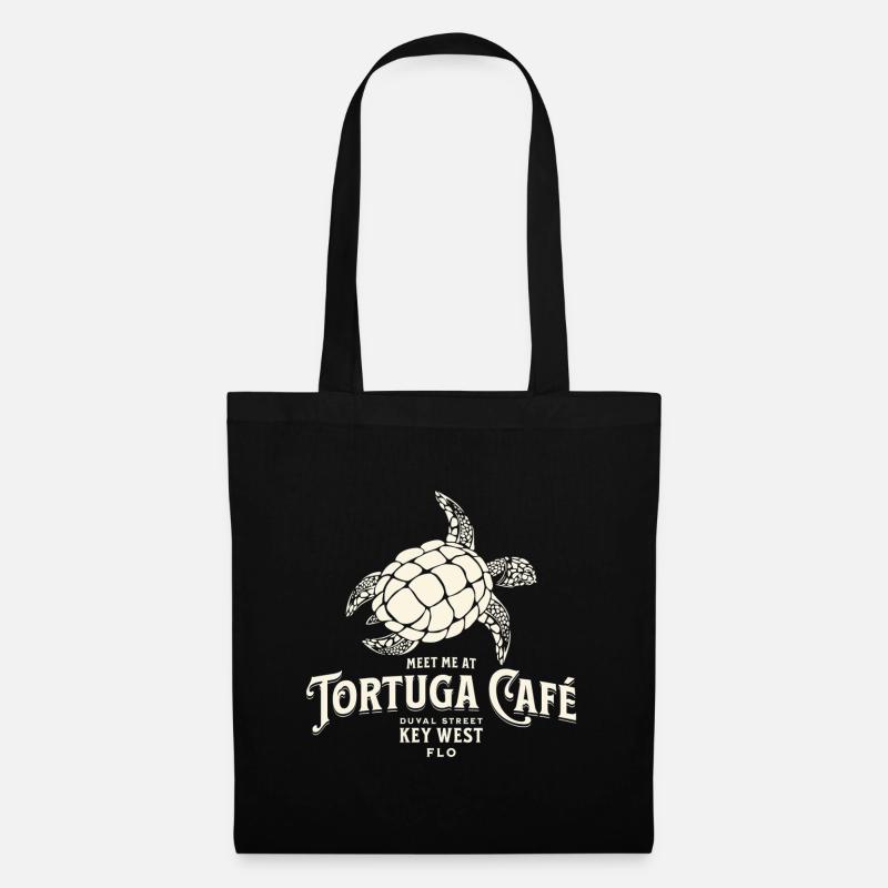 Tortuga Kaffee Illustration Vintage Key West Stil - Stoffbeutel - Schwarz