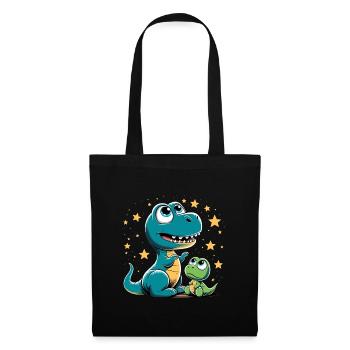 T-Rex Baby Dino Geschwister Dinobaby Geschenk - Stoffbeutel - Schwarz - Vorne