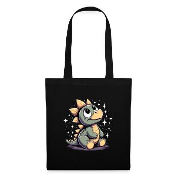 Stegosaurus Stego Baby Babydino Sterne Geschenk - Stoffbeutel - Schwarz - Vorne