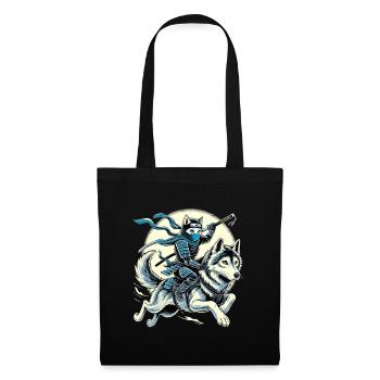 Ninja Katze Wolf Ninjato Mond Geschenk - Stoffbeutel - Schwarz - Vorne
