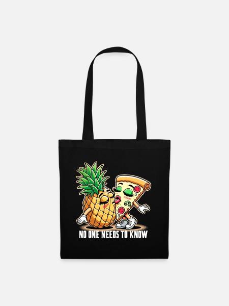 Pizza Hawaii Zungenkuss Liebe witzig Geschenk - Stoffbeutel - Schwarz