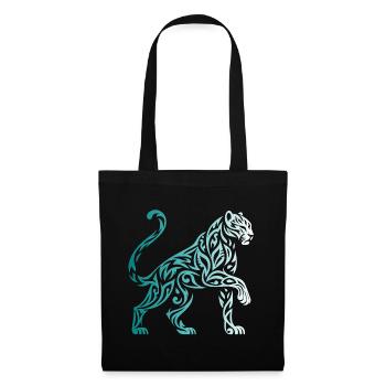 Tribal Panther Farbverlauf Blau Weiß - Stoffbeutel - Schwarz - Vorne