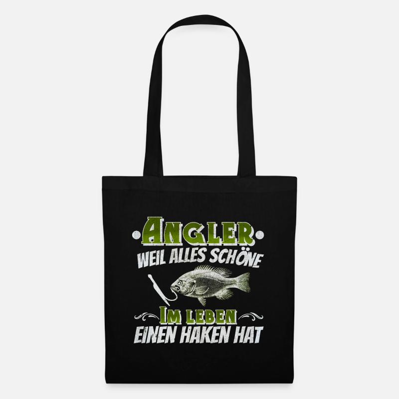 Angler Angeln - Stoffbeutel - Schwarz