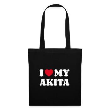 J’adore mon Akita Inu Akita Ken - Sac en tissu - noir - Devant