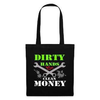 Auto Tuning Schrauber Kult Shirt Dirty Hands (25) - Stoffbeutel - Schwarz - Vorne