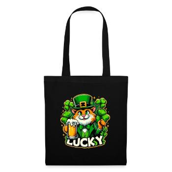 Saint-Patrick Leprechaun Cat Happy - Sac en tissu - noir - Devant