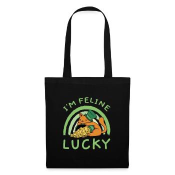 St. Patricks Day Glückliche Katze Mieze Kätzchen - Stoffbeutel - Schwarz - Vorne