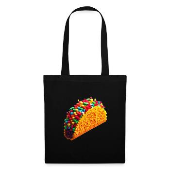 Taco aus bunten Plastiksteinen - Stoffbeutel - Schwarz - Vorne