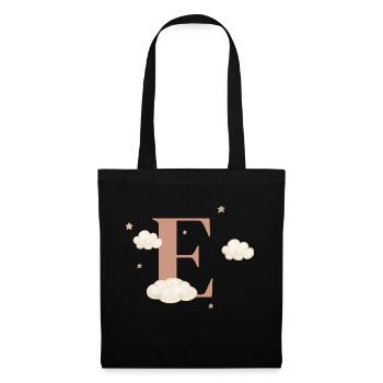 Lettre e nuages étoiles - Sac en tissu - noir - Devant