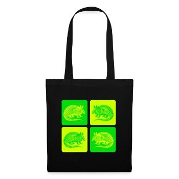 Vintage Gürteltier Armadillo Pop-Art - Stoffbeutel - Schwarz - Vorne