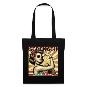 Strength Strong Cool Woman Rockabilly Gift - Tote Bag - black - Front