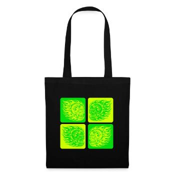 Crâne enflammé – Style motard et rocker - Sac en tissu - noir - Devant