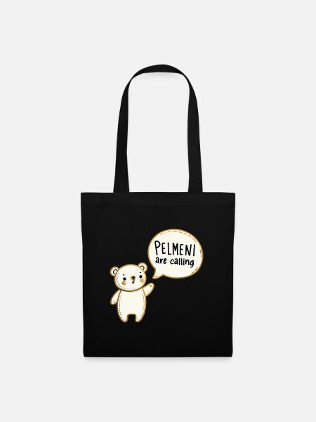 Pelmeni rufen süßer Bär Gold Geschenk - Stoffbeutel - Schwarz